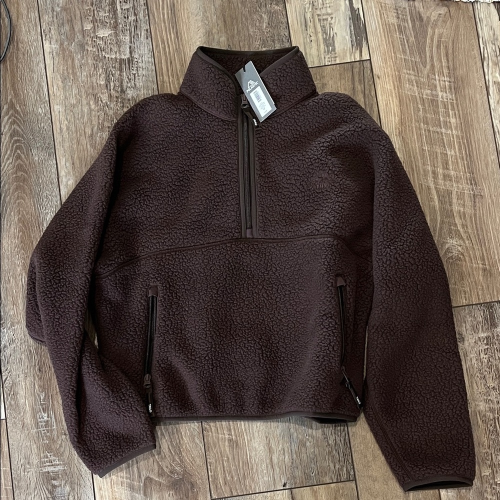 Aritzia TNA Polartec Chocolate Fleece Quarter-Zip Jacket NWT size S